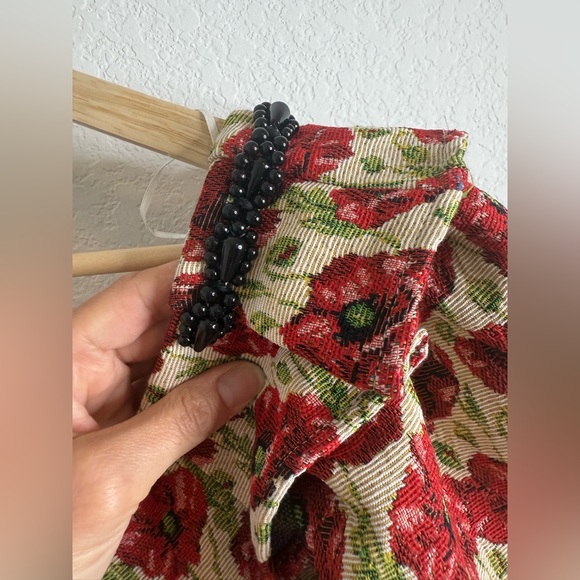 NWT SISTER JANE SHIRLEY POPPY TAPESTRY DRESS - TAN RED FLORAL Sz Small - Picture 8 of 16